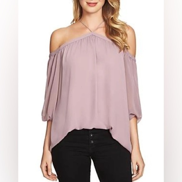 1. State Tops - *NWT* 1.STATE Women’s Desert Mocha Cold-Shoulder Blouse, Size Small